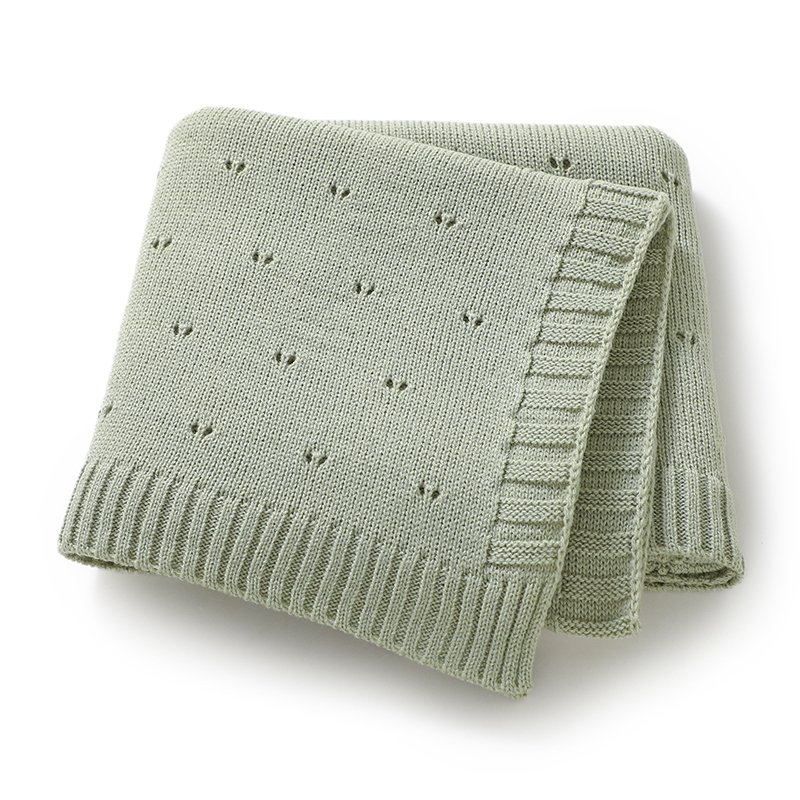 Newborn Knitted Solid Color Hollow Patterns Blankets Mimixiong