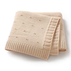 Newborn Knitted Solid Color Hollow Patterns Blankets Mimixiong