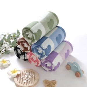Mimixiong Factory Baby Quilt Acrylic Stroller SwaddleTowel Blanket Knit Infant Bedding Blanket