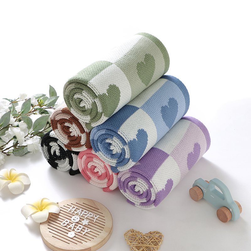 Mimixiong Factory Baby Quilt Acrylic Stroller SwaddleTowel Blanket Knit Infant Bedding Blanket