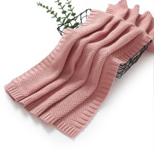 Mimixiong Newborn Knitted Solid Color Blankets Babies Swaddle Knitting Blankets