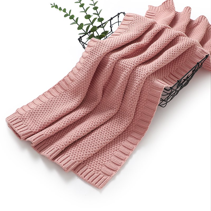 Mimixiong Newborn Knitted Solid Color Blankets Babies Swaddle Knitting Blankets