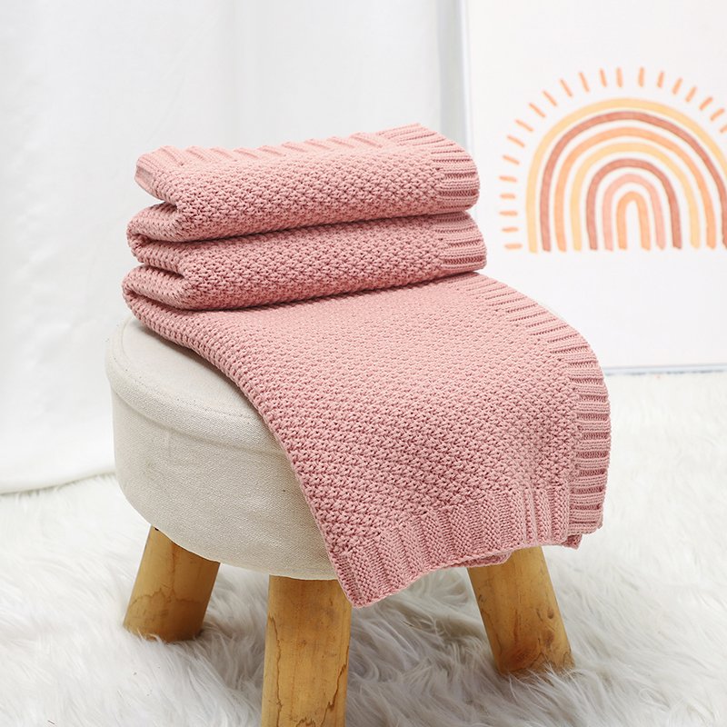 Mimixiong Newborn Knitted Solid Color Blankets Babies Swaddle Knitting Blankets
