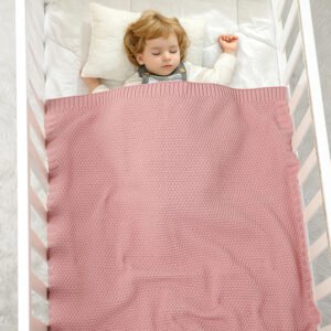 Mimixiong Newborn Knitted Solid Color Blankets Babies Swaddle Knitting Blankets