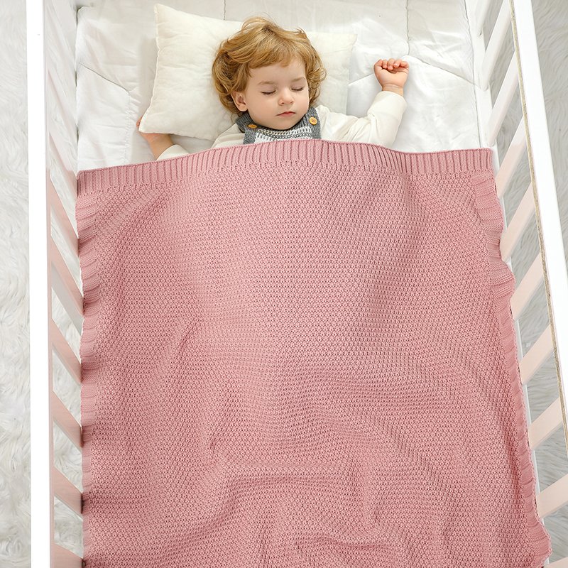 Mimixiong Newborn Knitted Solid Color Blankets Babies Swaddle Knitting Blankets