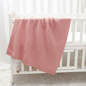 Mimixiong Newborn Knitted Solid Color Blankets Babies Swaddle Knitting Blankets