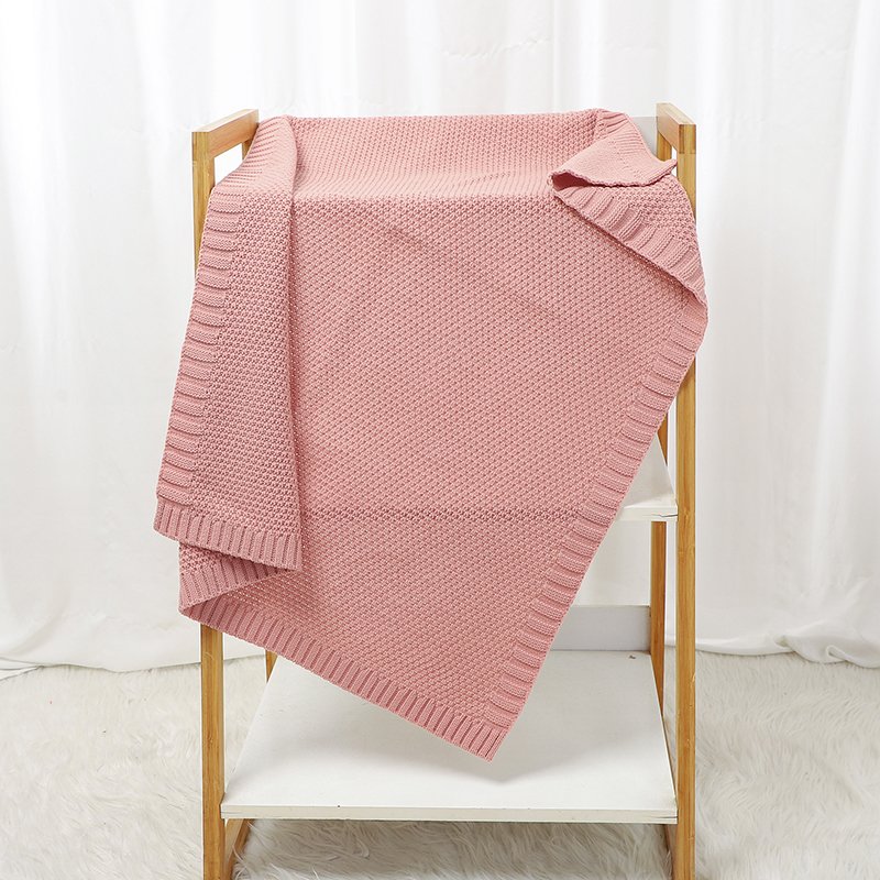 Mimixiong Newborn Knitted Solid Color Blankets Babies Swaddle Knitting Blankets