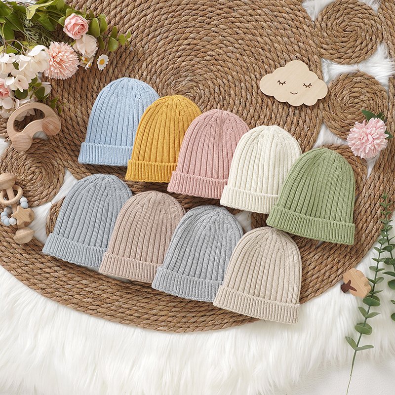 Hot Sale Solid Cotton Baby Knit Hat Mimixiong