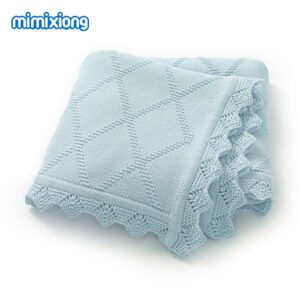 Mimixiong Baby Blanket 100% Solid Color  Fancy Edge Knitted Soft Knit Crochet Cotton  Blankets